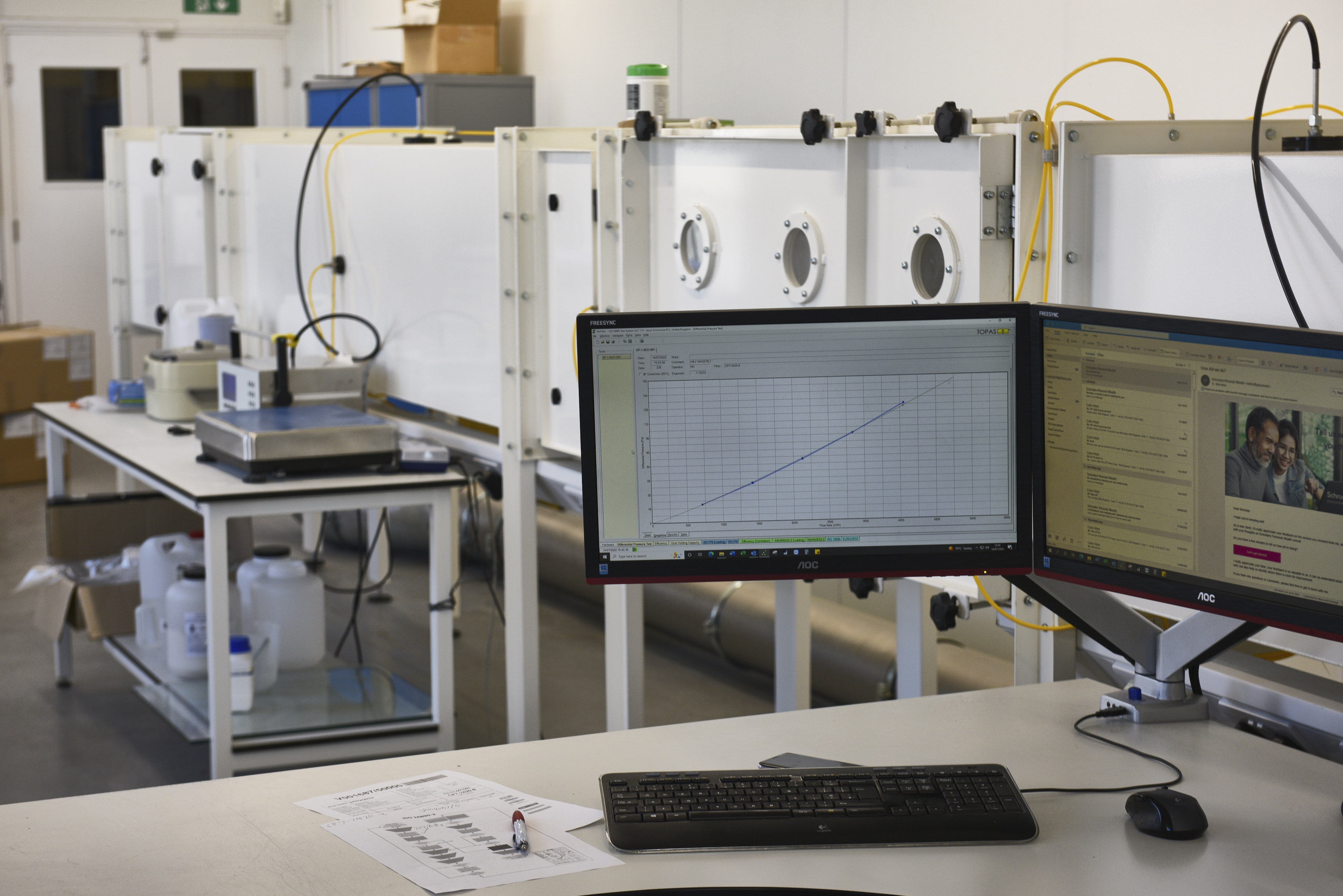 Controles de calidad con nuestro banco de pruebas propio para la ISO 16890:2016
